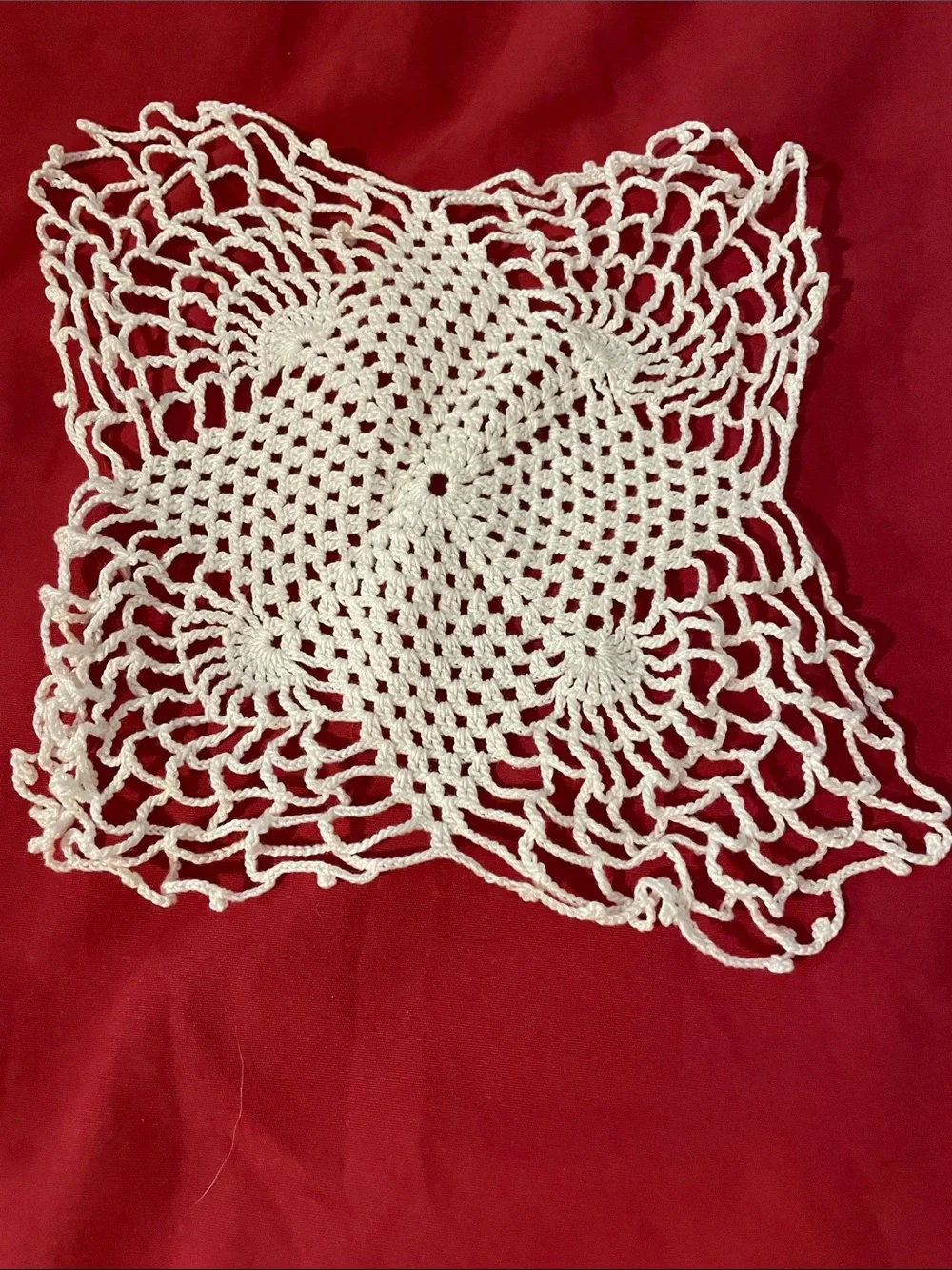 White Crochet Square Doily - Home Accents Decor